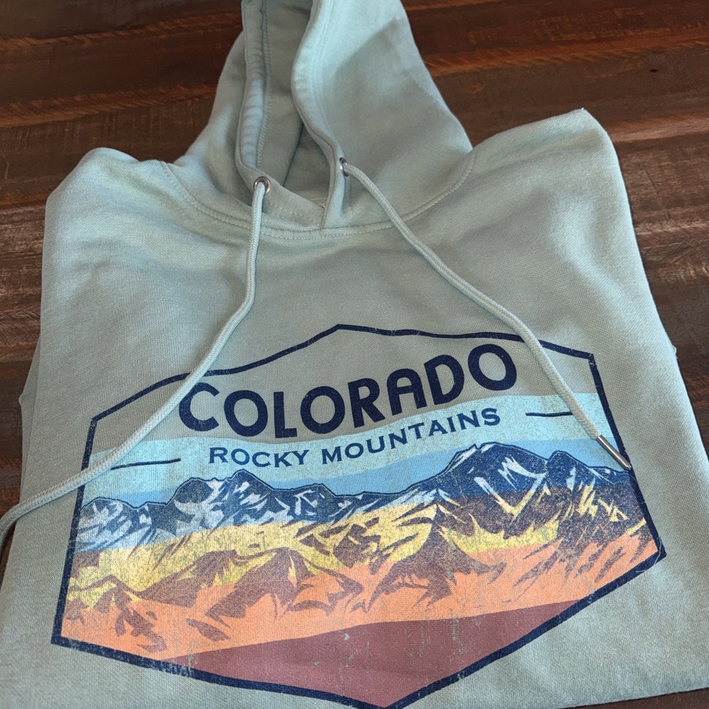 Colorado Rocky Mountains Hoodie Lone Rock Clothing UnisexSize XL Sage